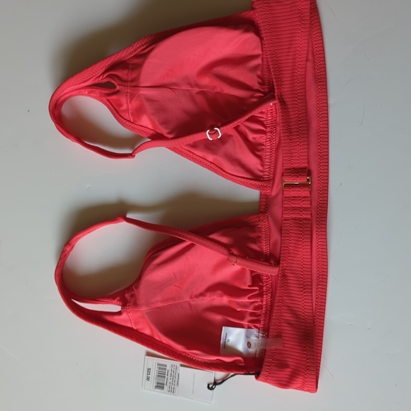 New Shade & Shore Orange Ribbed Bikini  Top With Adjustable Split Straps Size XL - Picture 2 of 6